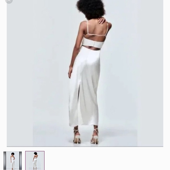 Zara White Satin Midi Dress - Picture 2 of 2